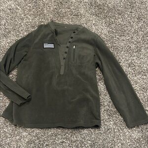 Olive Green Long Sleeve Fleece Shirt with Patch